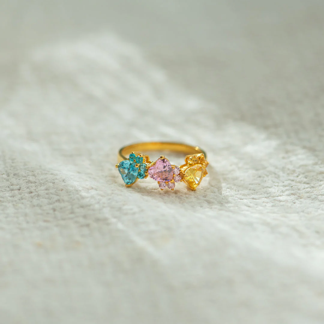 The Catmother Cat Paws 1-5 Birthstones Ring - Image 7