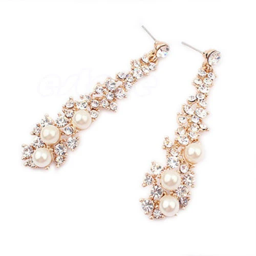 Pearl Moissanite Dangle Chandelier Drop Earrings - Image 8