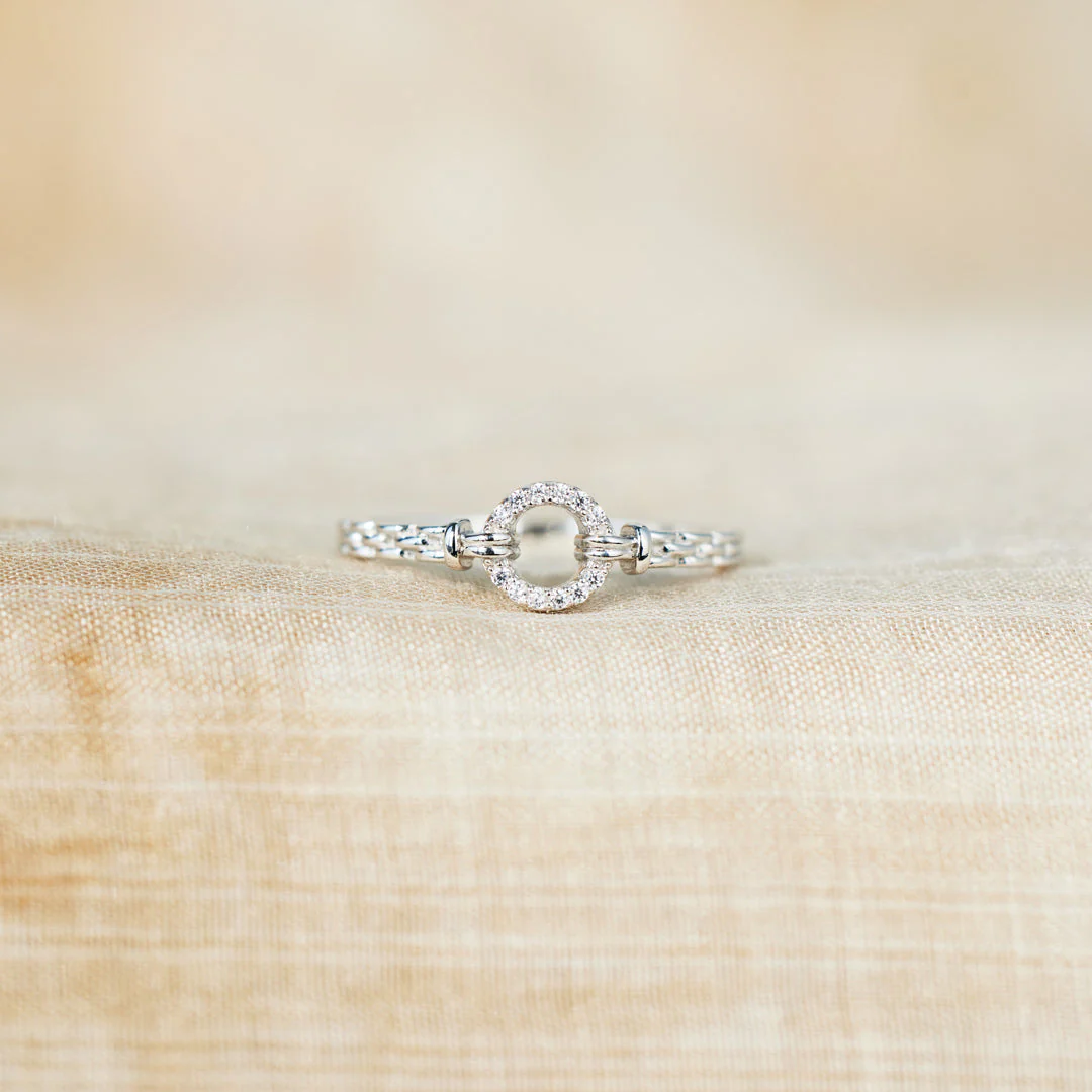 925 Sterling Silver Good Times And Bad Times Emotional Support Pavé Open Circle Ring - Image 4