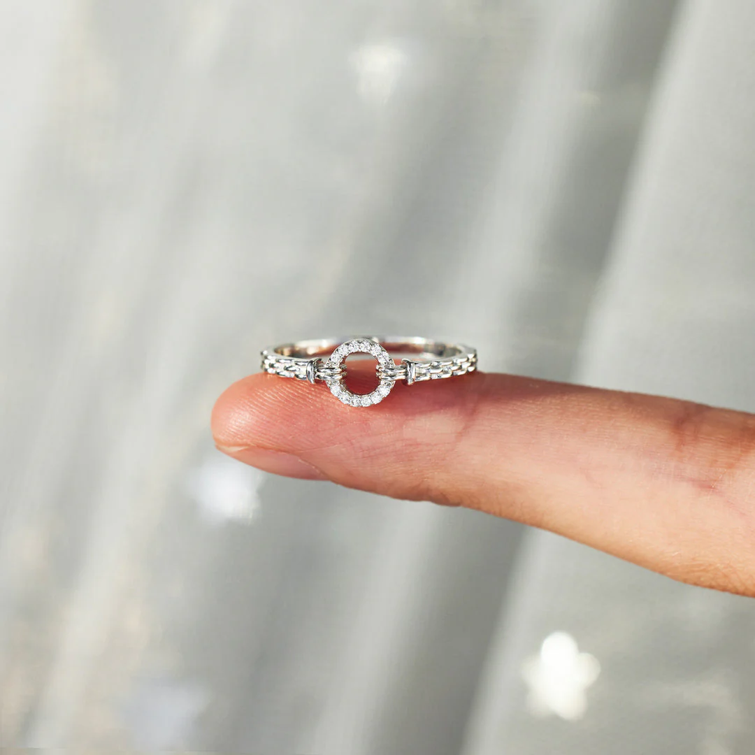 925 Sterling Silver Good Times And Bad Times Emotional Support Pavé Open Circle Ring - Image 7