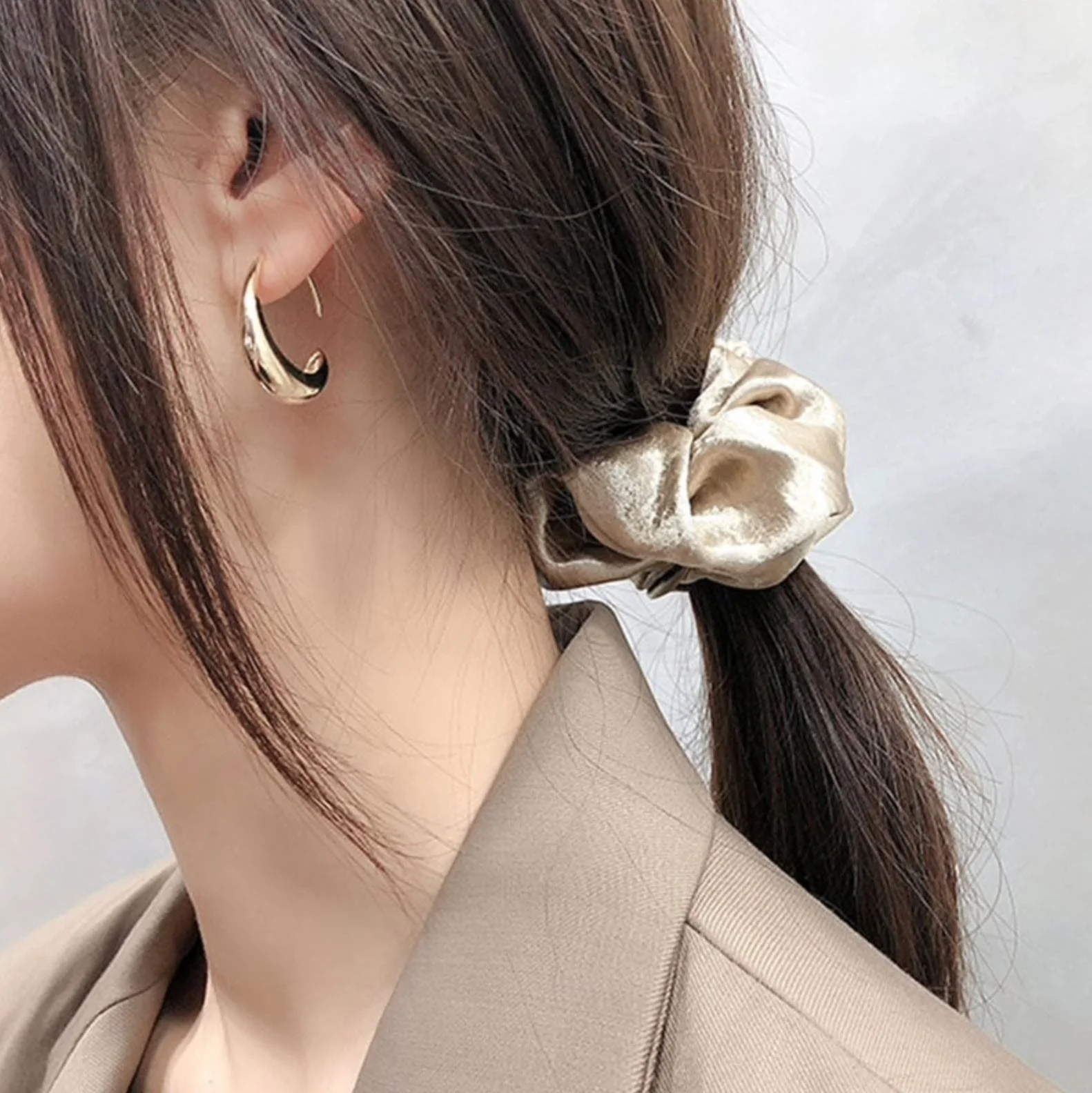 Classic Drop Hoop Earrings - Image 3
