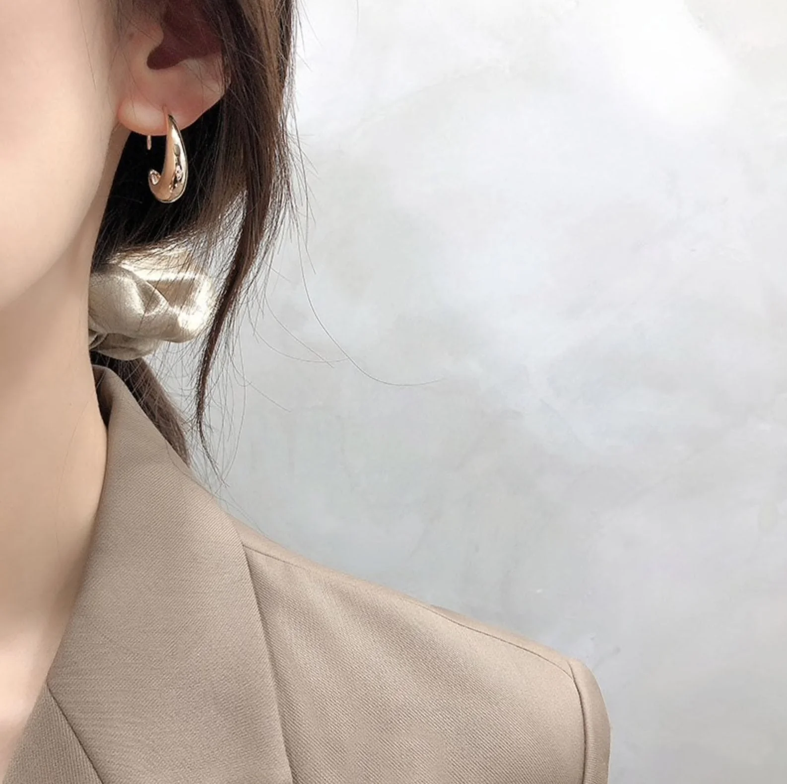 Classic Drop Hoop Earrings - Image 4