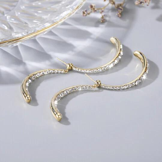 Cross Curved Earrings - Image 6
