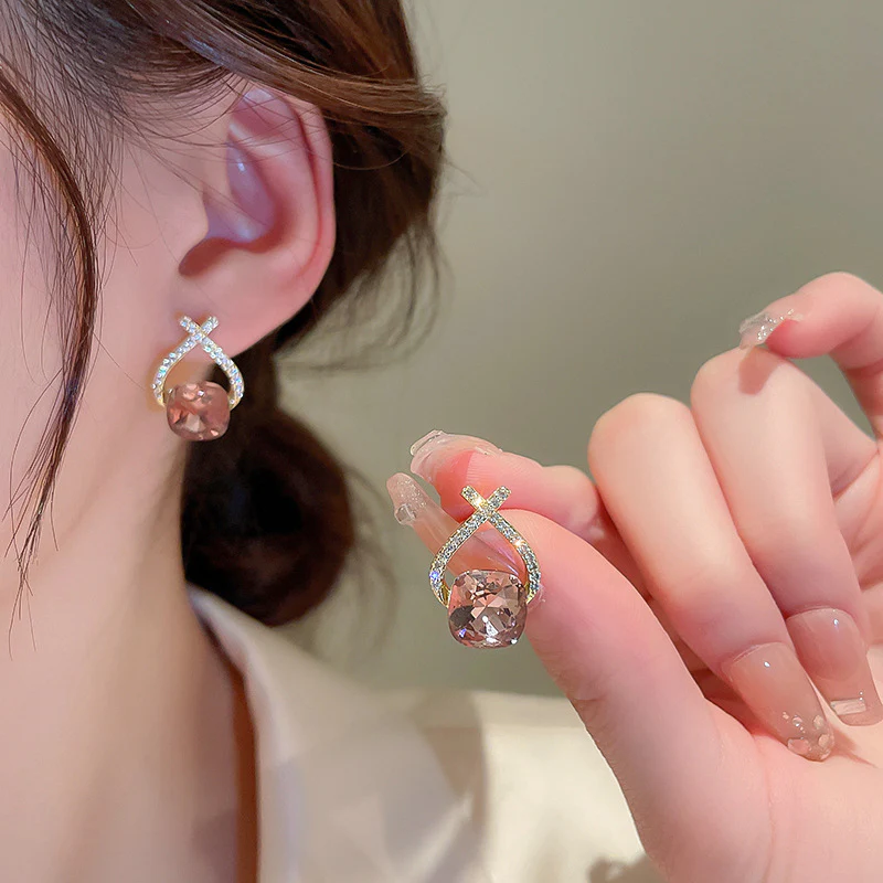 🌸Cross Purple Zircon Earrings