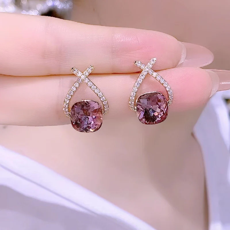 🌸Cross Purple Zircon Earrings - Image 2