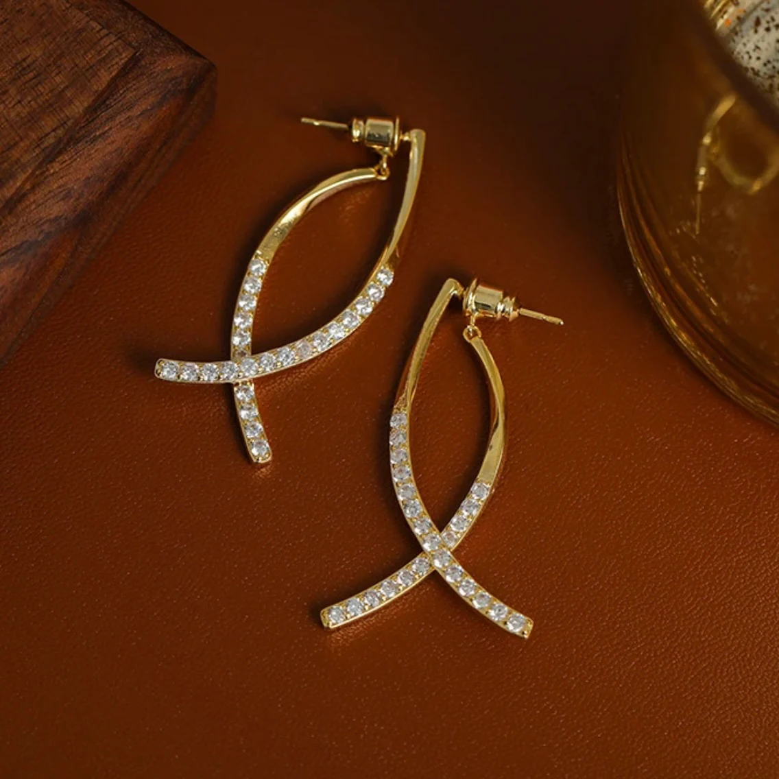Italian Style Cross Zirconia Earrings - Image 2
