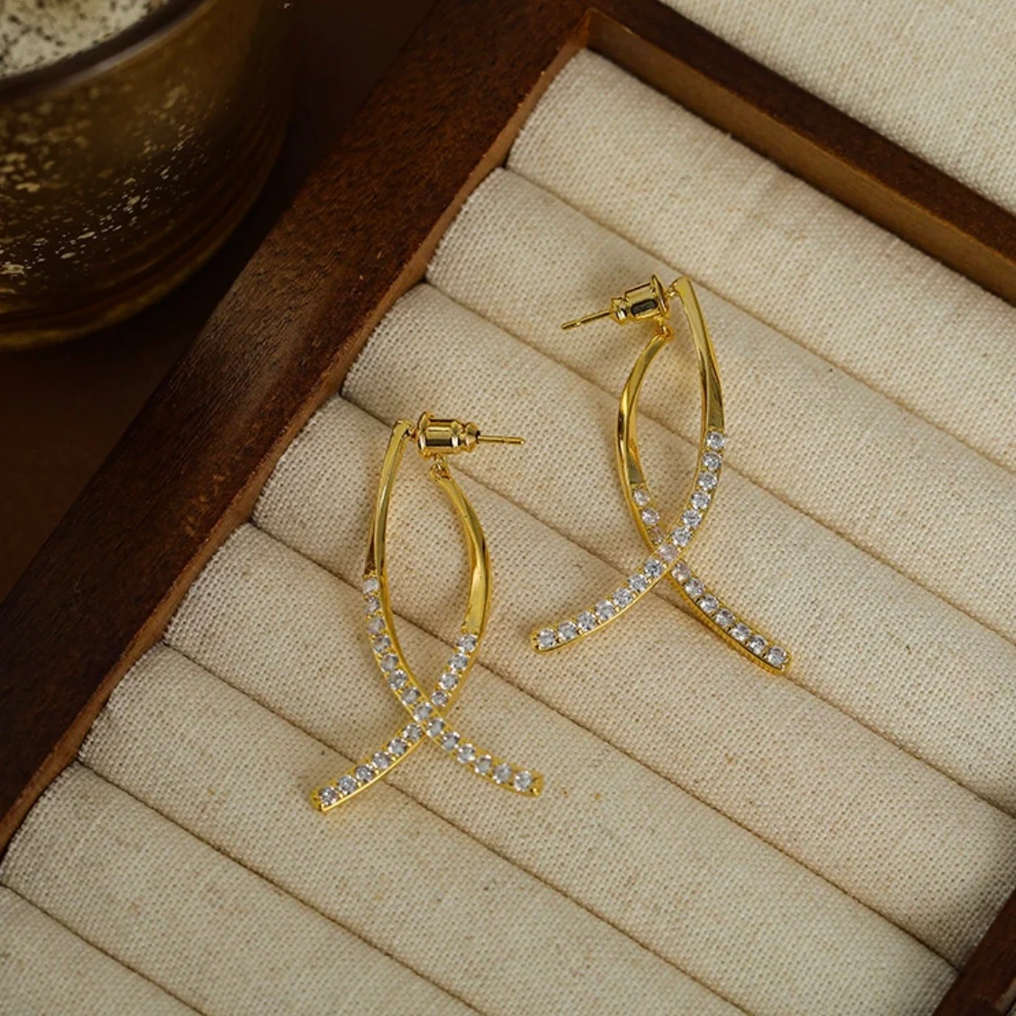 Italian Style Cross Zirconia Earrings - Image 6