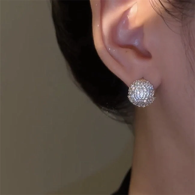Double-Sided Sparkling Crystal Ball Earrings - Image 4