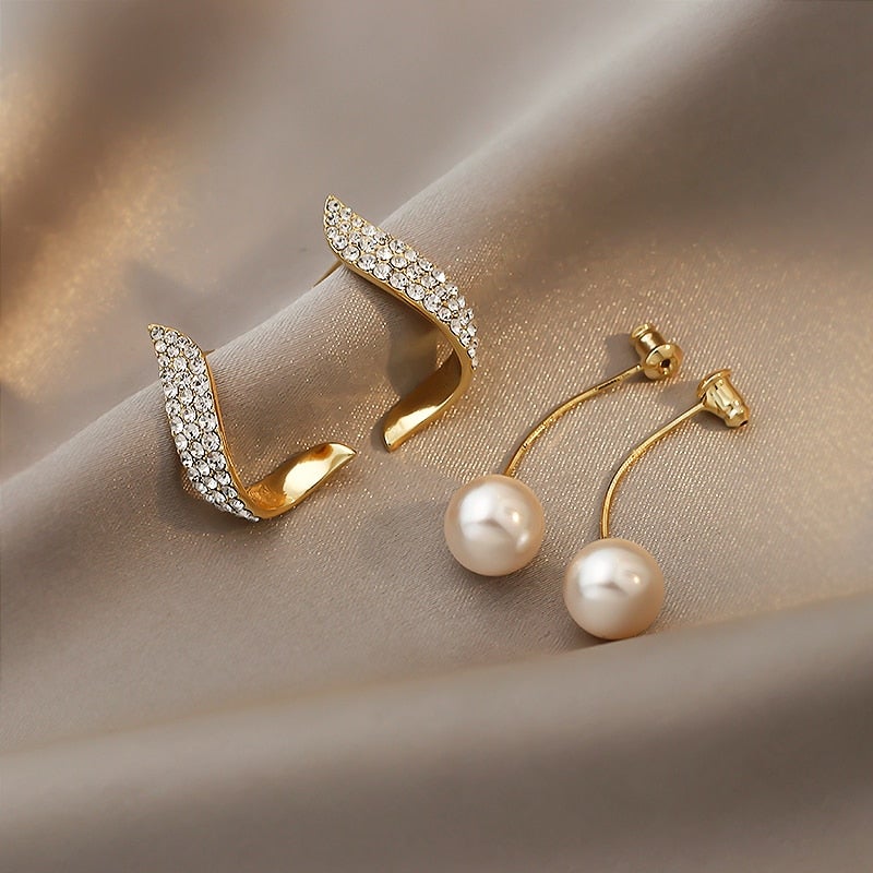 Crystal Erin Pearl Drop Earrings - Image 3