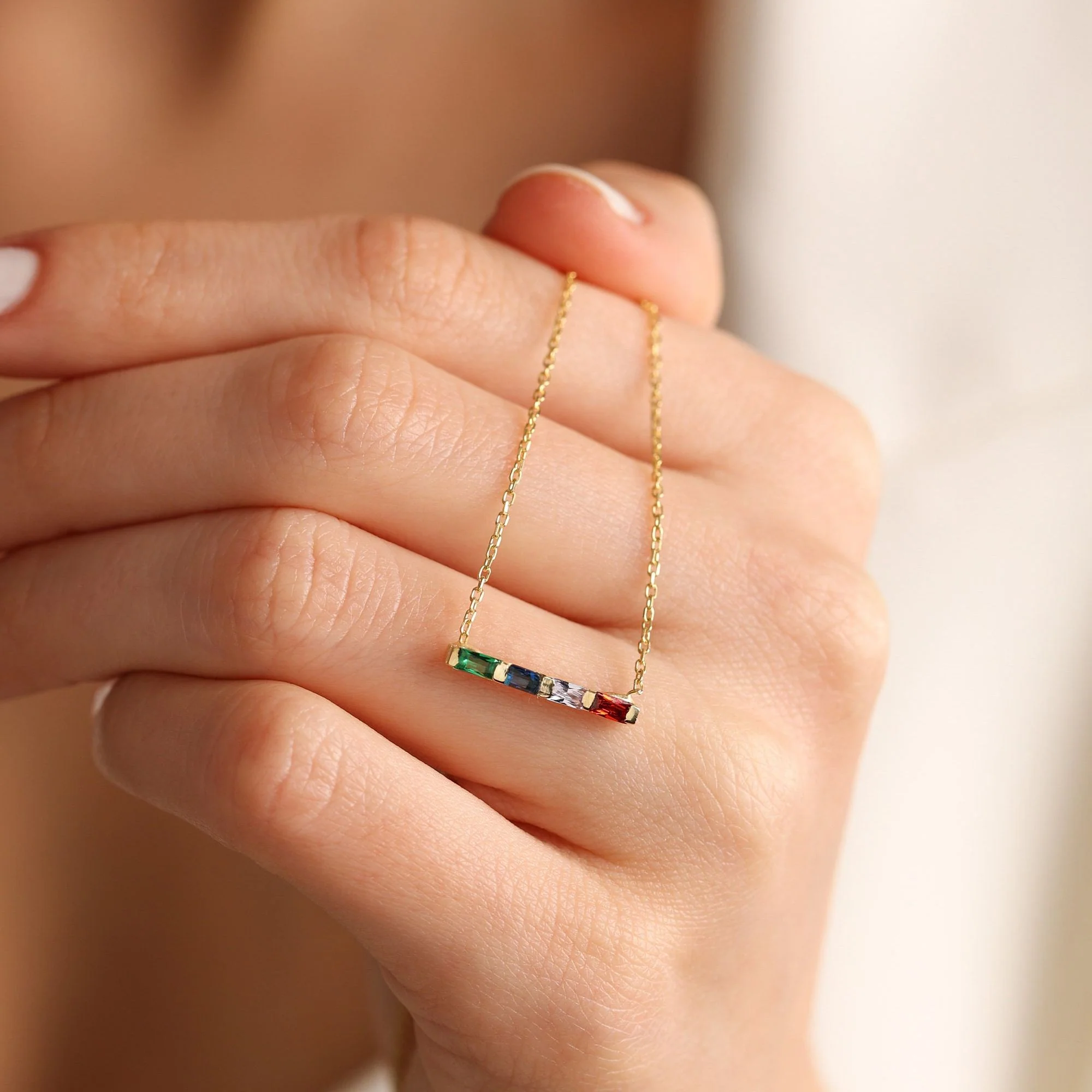 For Friend- Custom Baguette Birthstone Necklace - Image 5