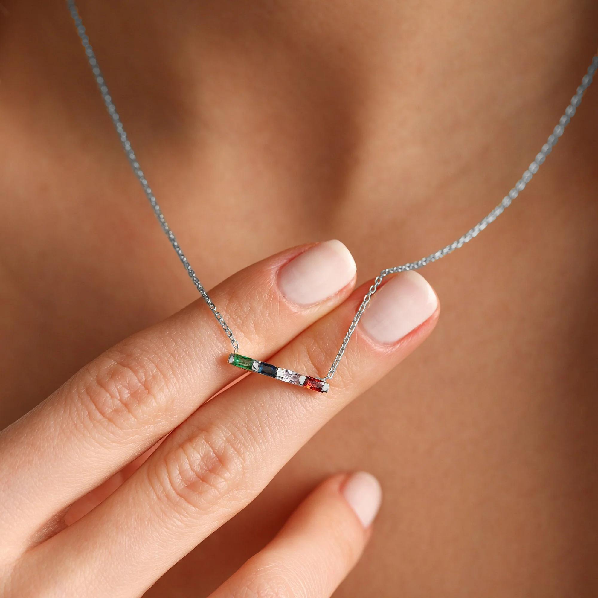 For Friend- Custom Baguette Birthstone Necklace - Image 7
