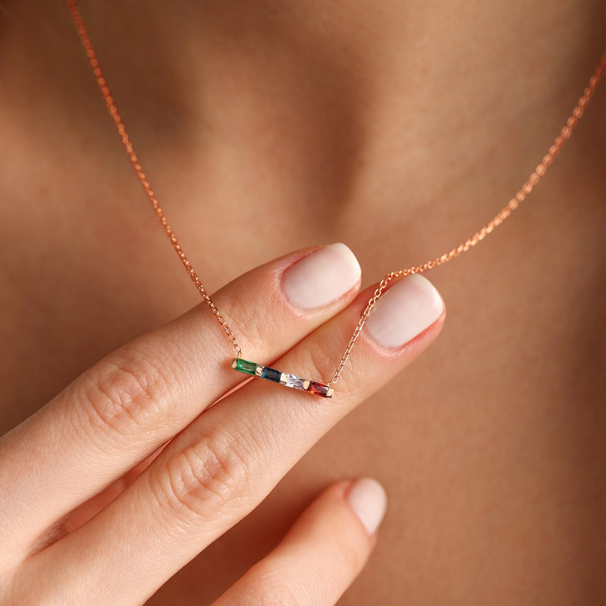For Friend- Custom Baguette Birthstone Necklace - Image 8
