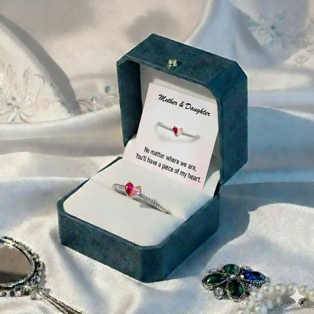 Custom Tiny Heart Birthstone Adjustable Ring - Image 10