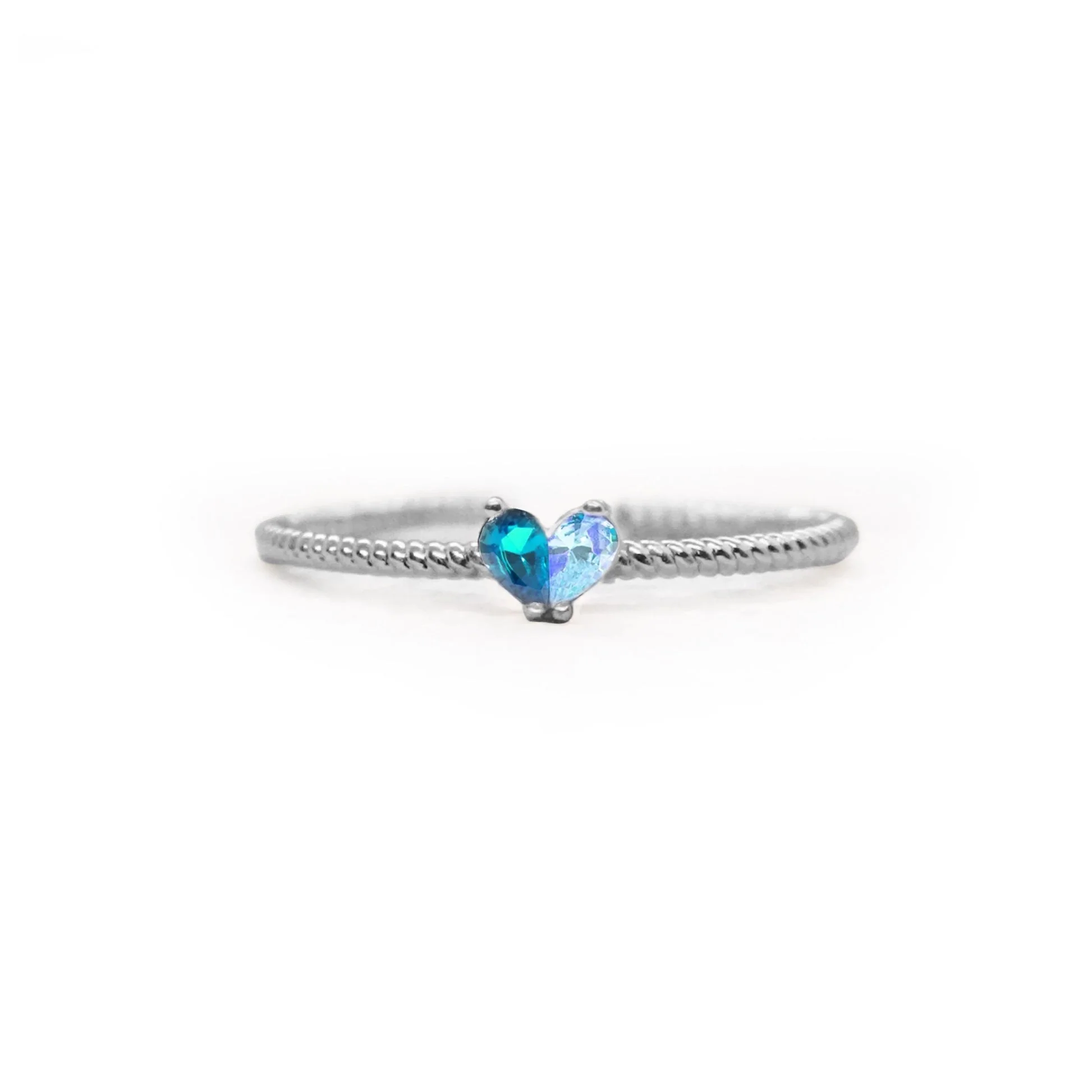 Custom Tiny Heart Birthstone Adjustable Ring - Image 6