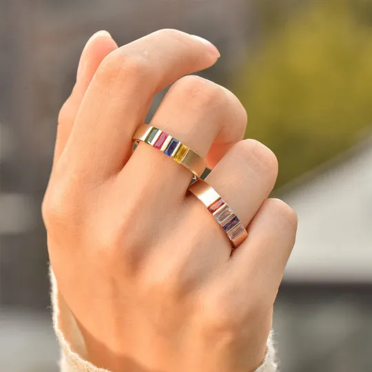 CUSTOM BIRTHSTONE FAMILY ELEGANT RING - Image 8