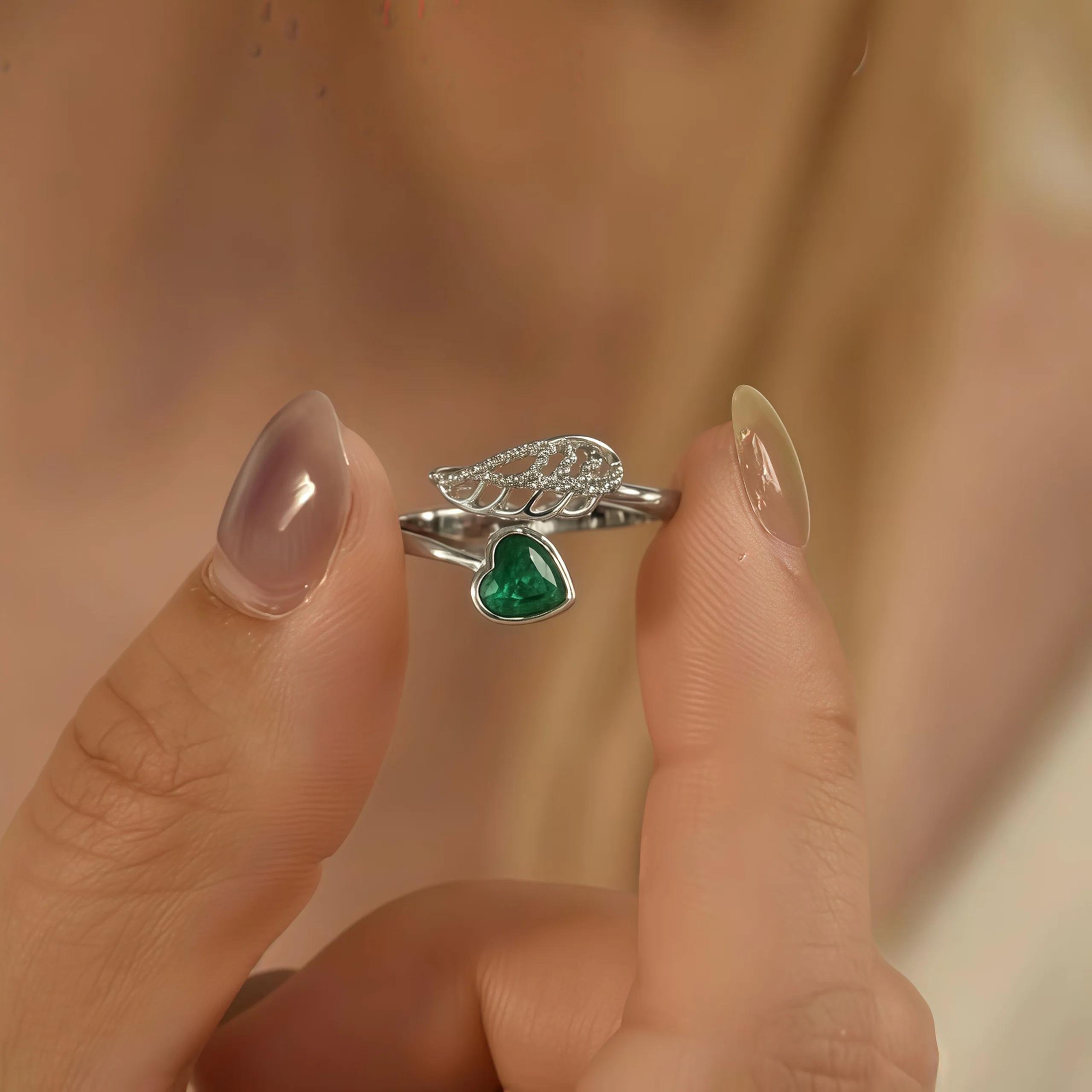 For Memorial - I'm a Wife to a Husband Custom Birthstone Wing Ring