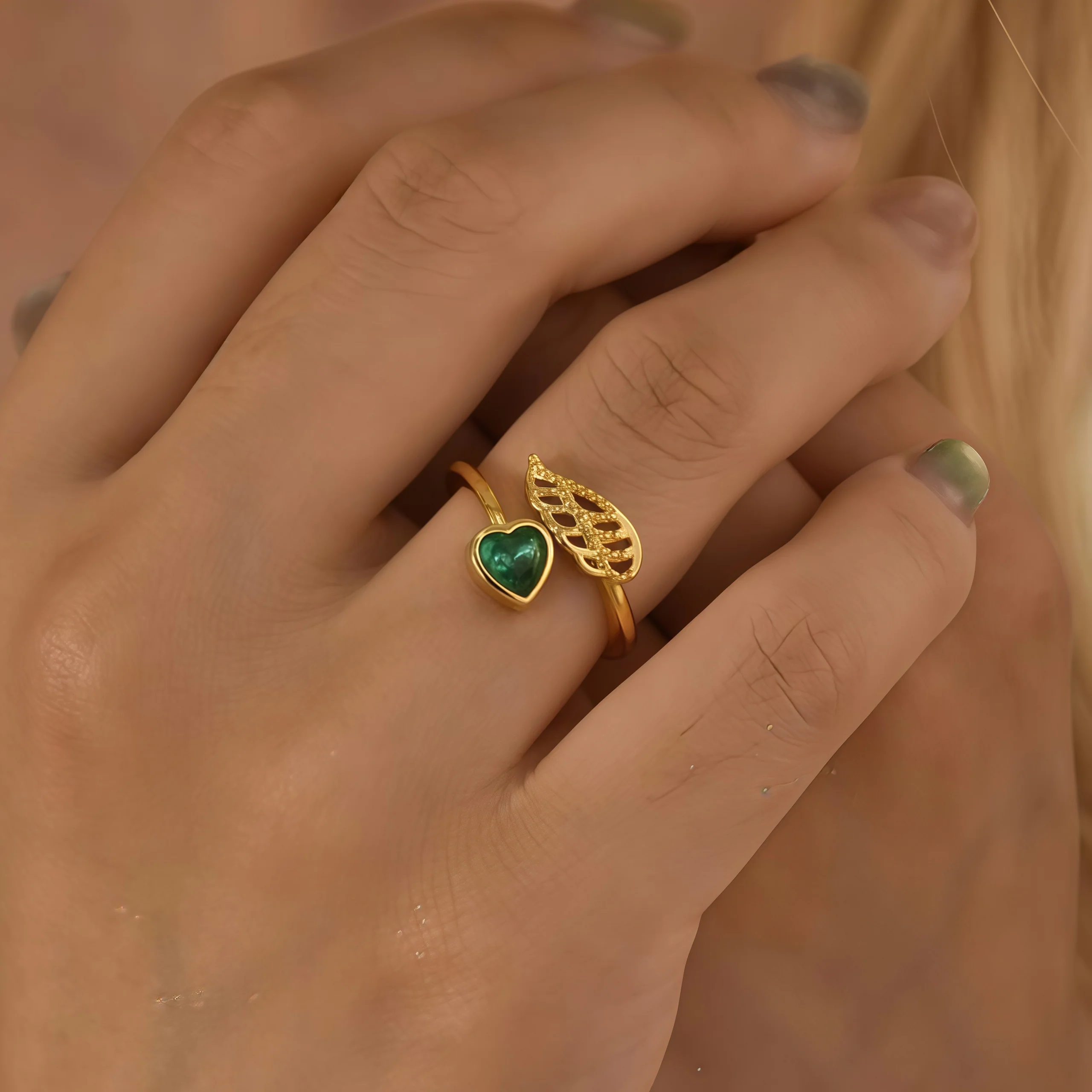 For Memorial - I'm a Wife to a Husband Custom Birthstone Wing Ring - Image 3
