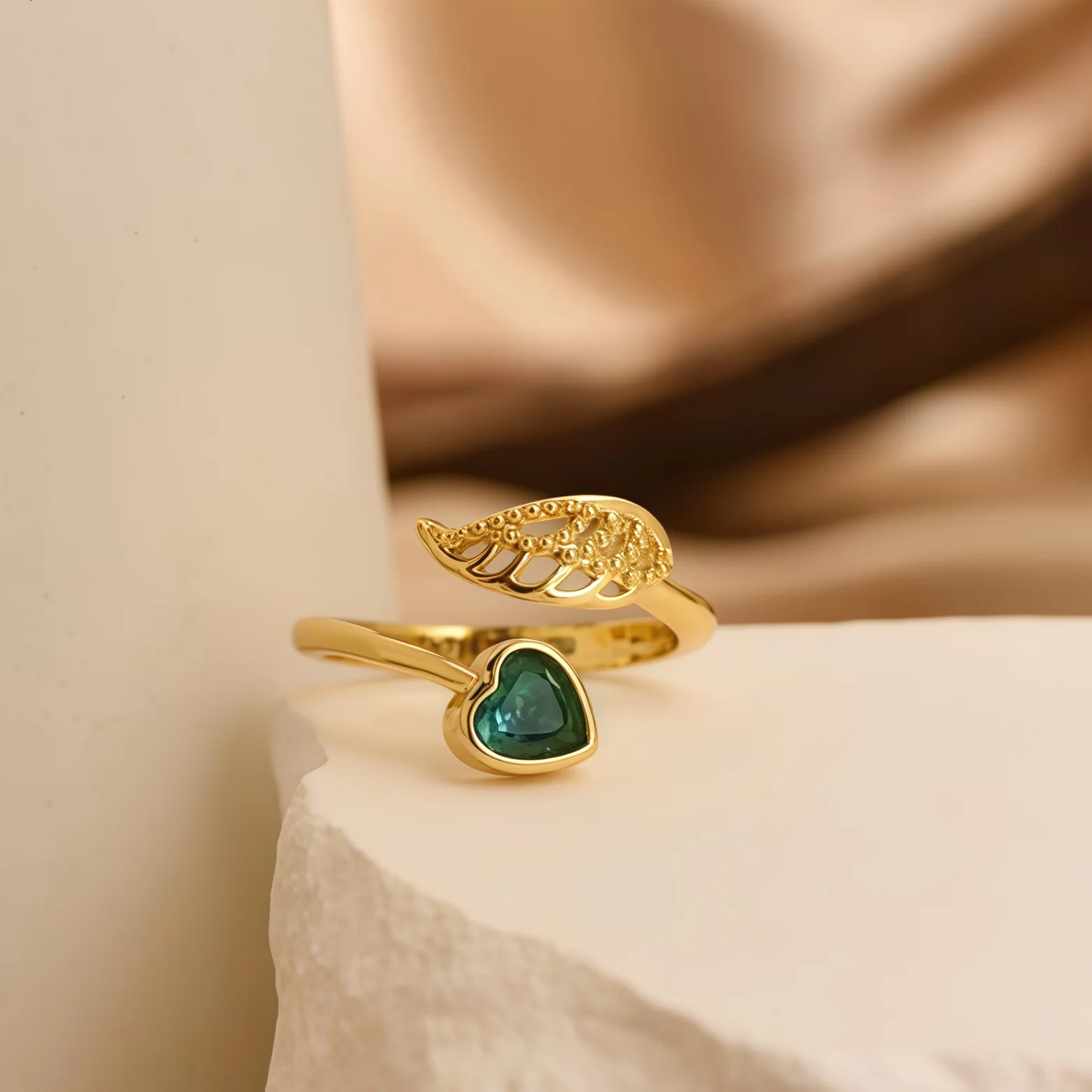 For Memorial - I'm a Wife to a Husband Custom Birthstone Wing Ring - Image 7