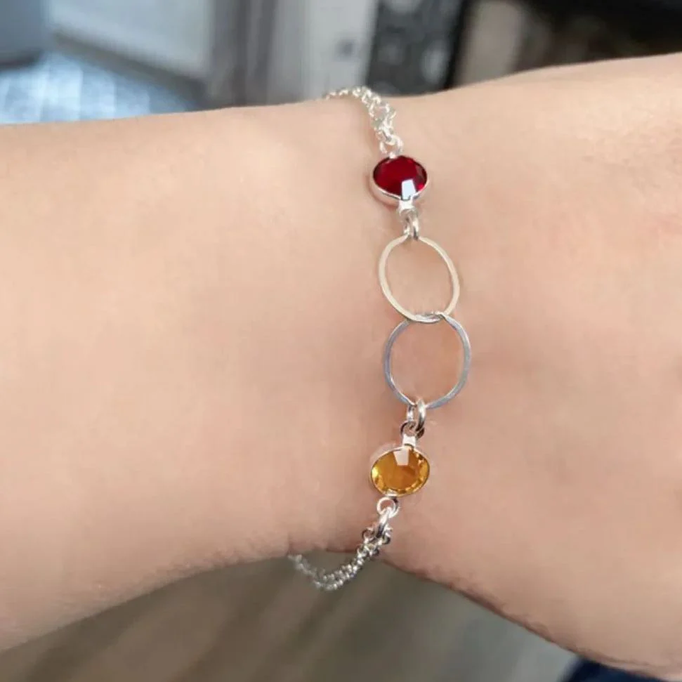 Mother And Daughter Forever Linked Together Custom Birthstones Bracelet - Image 6