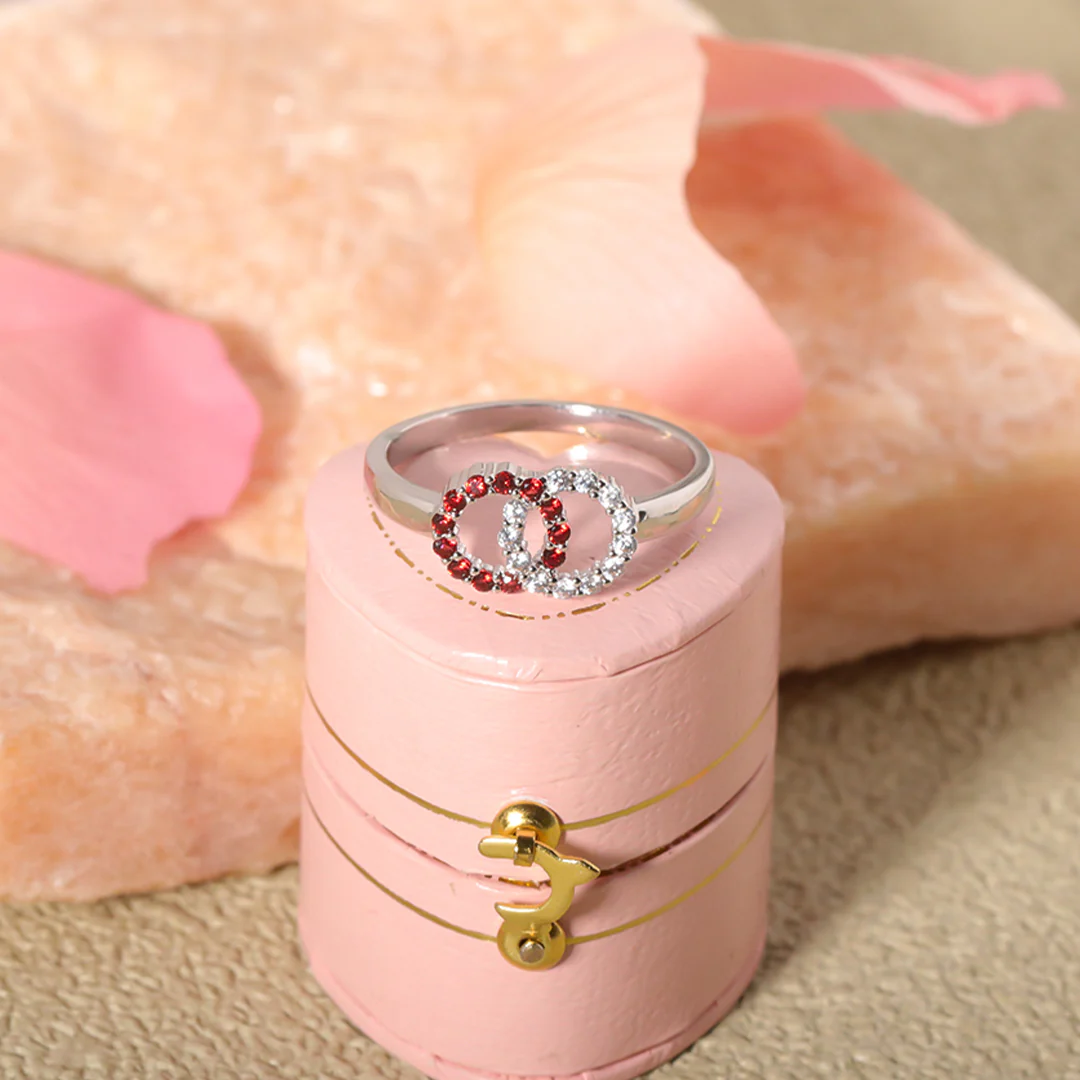 For Love - Custom Birthstones Interlocking Ring - Image 5