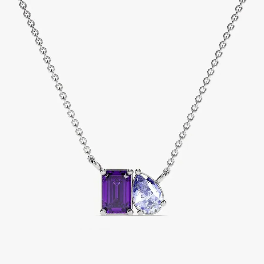 MOTHER AND DAUGHTER FOREVER LINKED TOGETHER CUSTOM BIRTHSTONES NECKLACE - Image 2