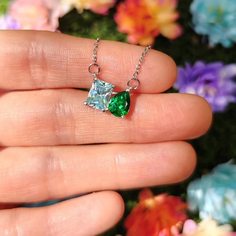 MOTHER AND DAUGHTER FOREVER LINKED TOGETHER CUSTOM BIRTHSTONES NECKLACE - Image 8