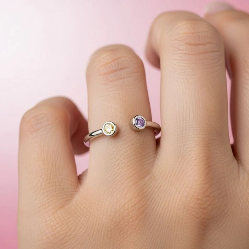 For Friend - Custom Double Birthstone Ring - Image 4