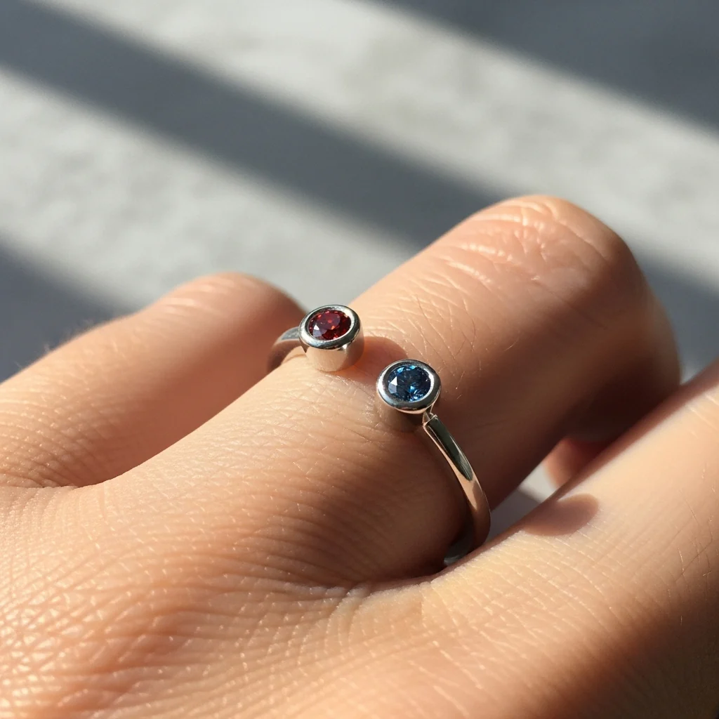 For Friend - Custom Double Birthstone Ring - Image 7