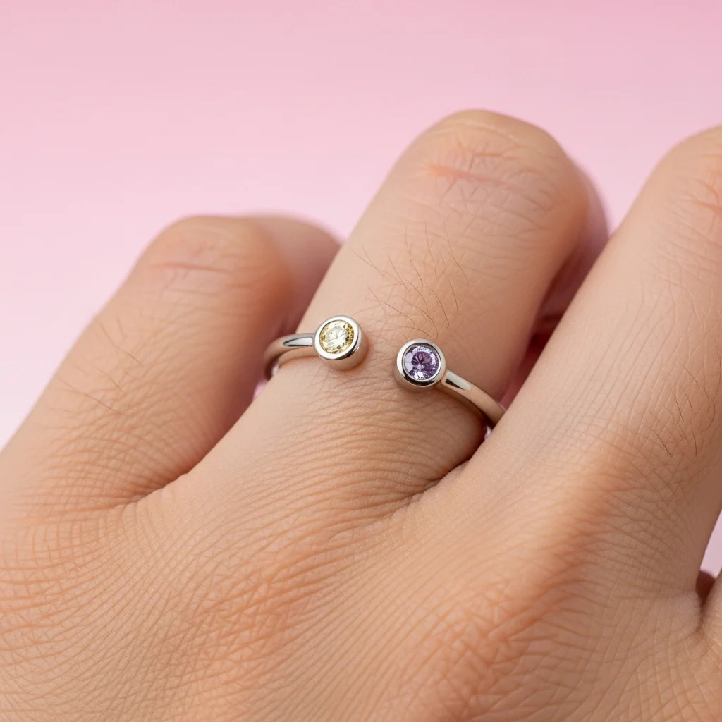 For Friend - Custom Double Birthstone Ring - Image 9