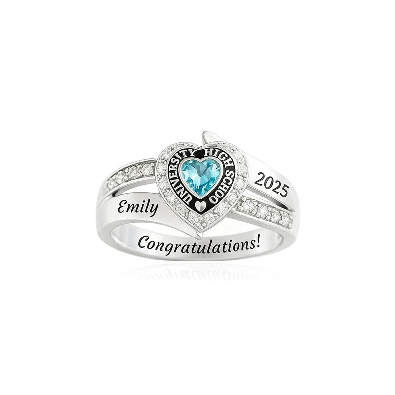 Personalized Engraved Birthstone Graduation Ring - Gifts for Graduates - Image 4