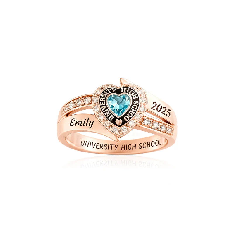 Personalized Engraved Birthstone Graduation Ring - Gifts for Graduates - Image 5