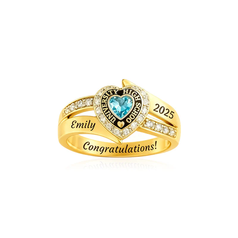 Personalized Engraved Birthstone Graduation Ring - Gifts for Graduates - Image 7