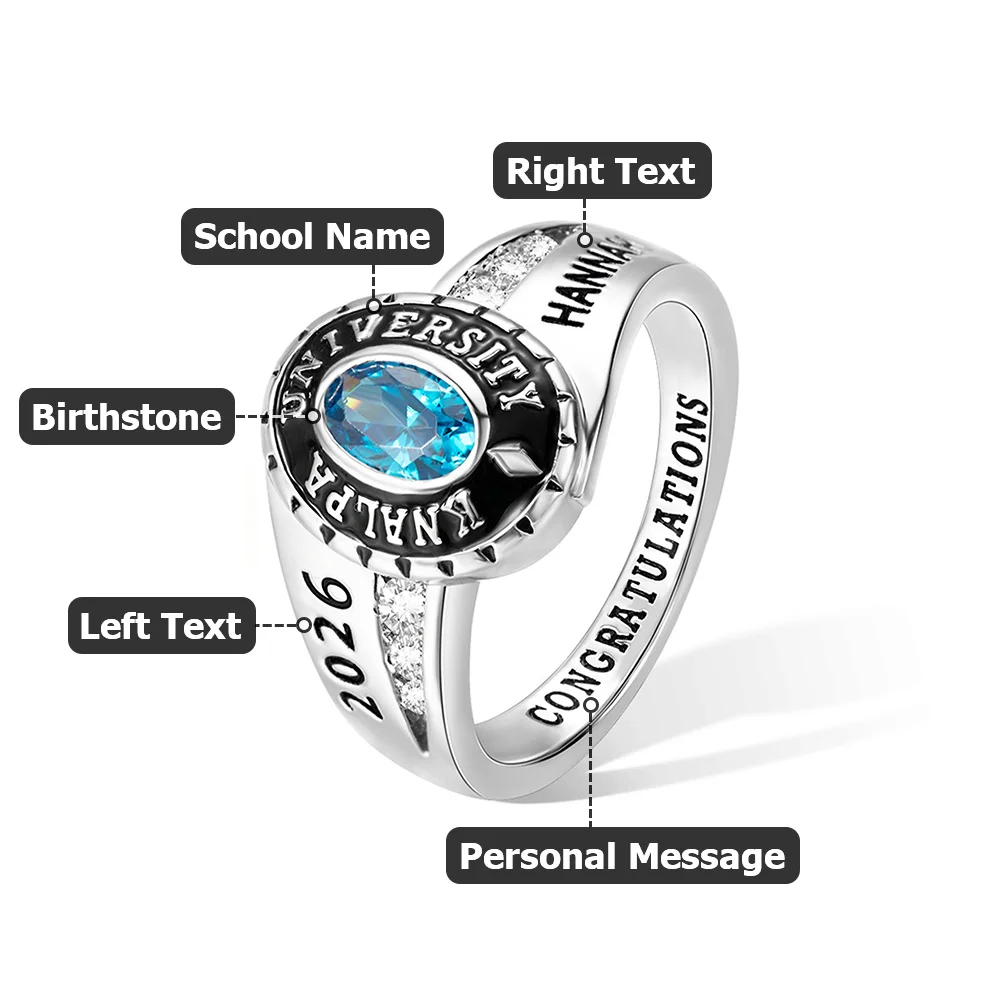 Custom Engraved Birthstone Graduation Ring  Gifts for Graduates - Image 10