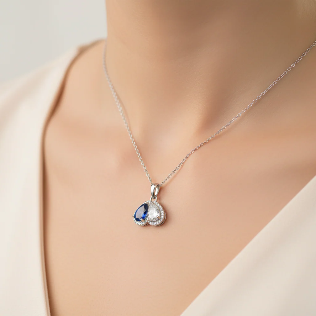 For My Daughter- Custom Promise Two Heart Birthstone Necklace - Image 4