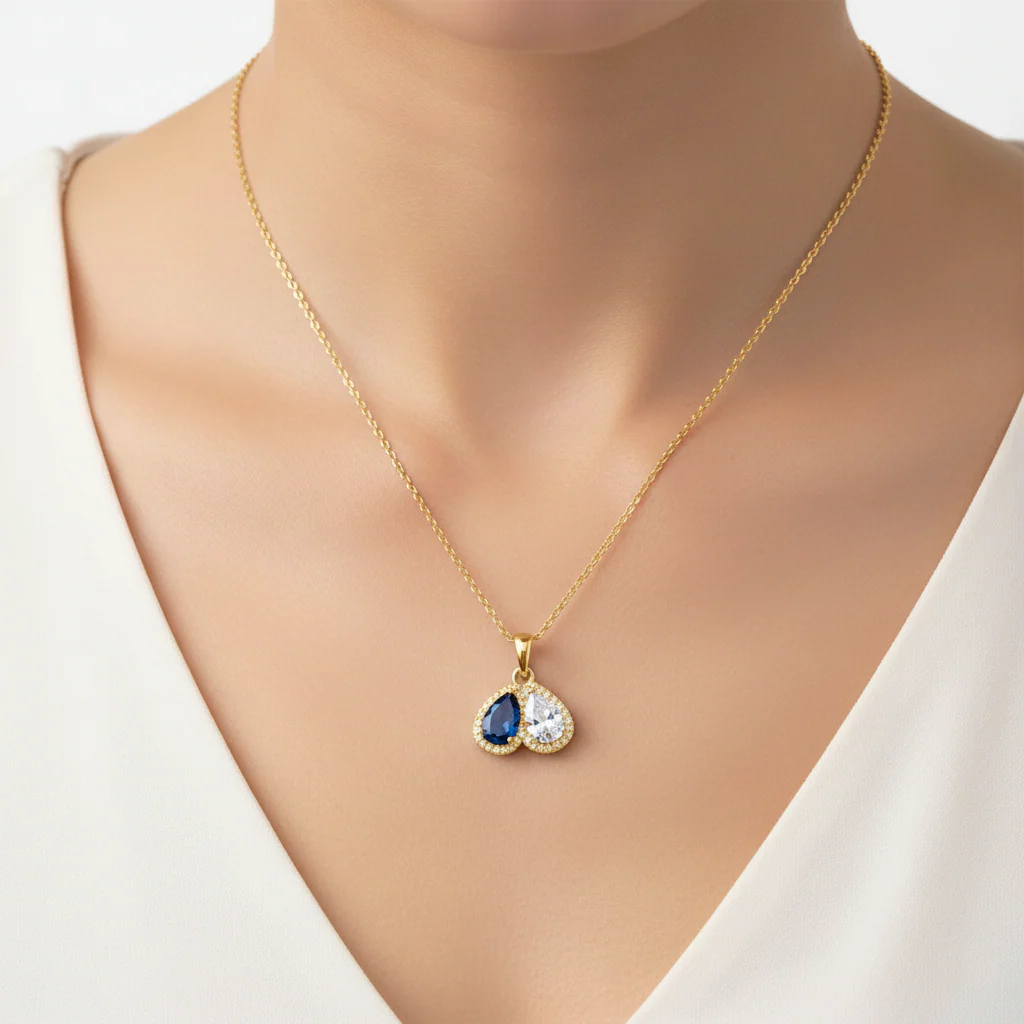 For My Daughter- Custom Promise Two Heart Birthstone Necklace - Image 6