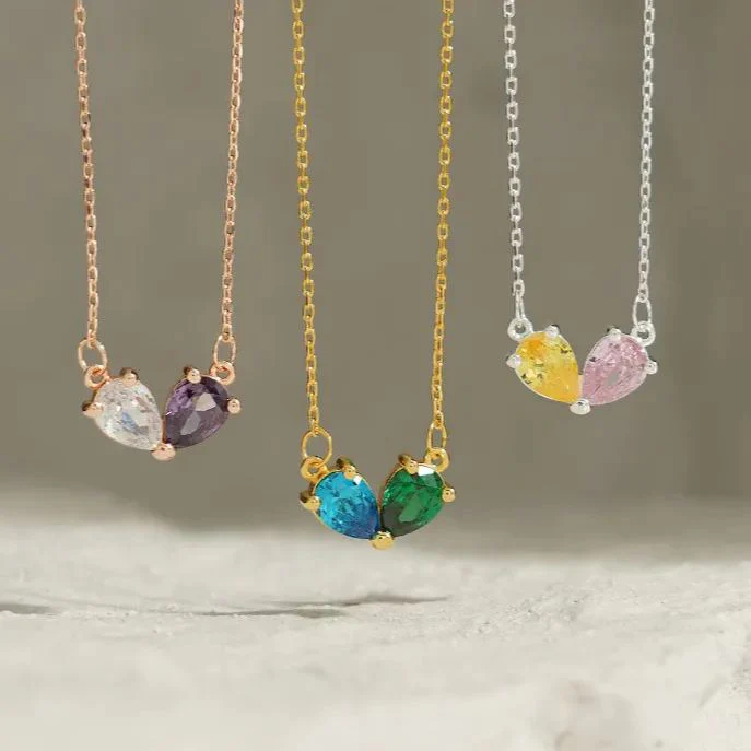 MOTHER AND DAUGHTER FOREVER LINKED TOGETHER CUSTOM HEART BIRTHSTONES BRACELET - Image 8