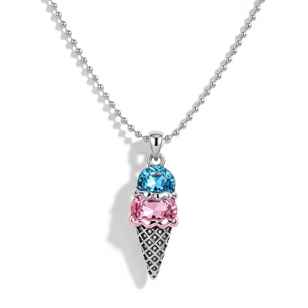For Granddaughter- Custom Sweet Ice Cream Birthstones Necklace - Image 3