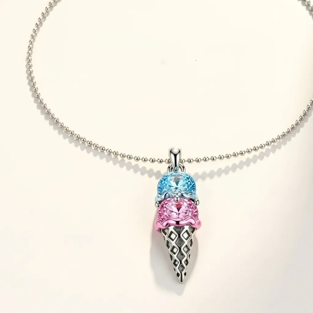 For Granddaughter- Custom Sweet Ice Cream Birthstones Necklace - Image 5