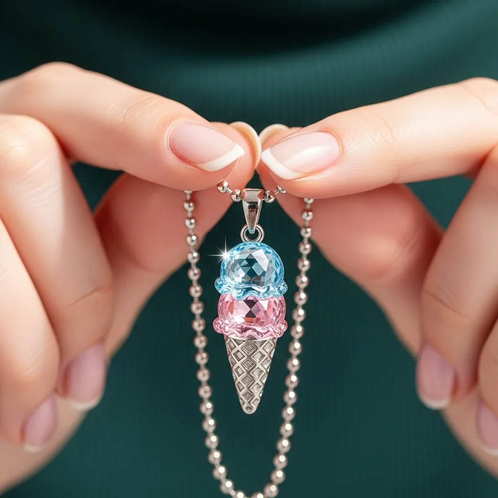 For Granddaughter- Custom Sweet Ice Cream Birthstones Necklace - Image 6