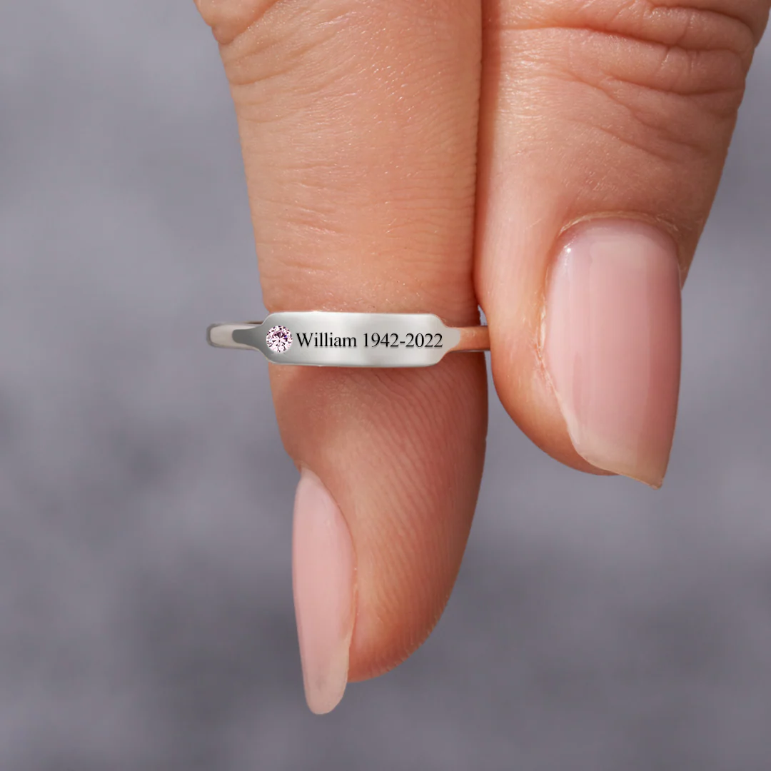 FOR MEMORIAL - CUSTOM NAME & BIRTHSTONR RING - Image 3