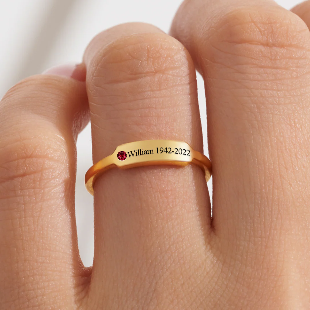 FOR MEMORIAL - CUSTOM NAME & BIRTHSTONR RING - Image 4