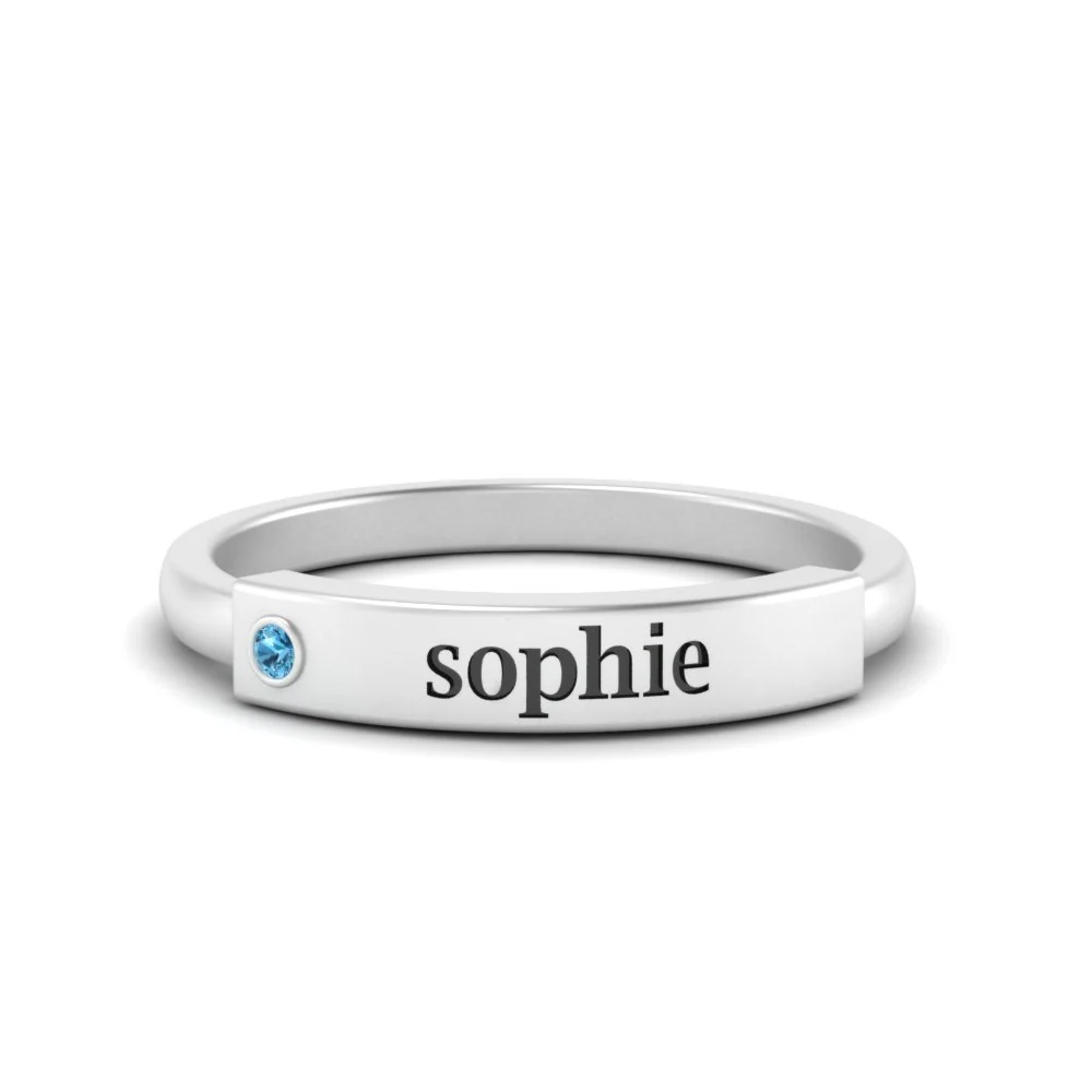 FOR MEMORIAL - CUSTOM NAME & BIRTHSTONR RING - Image 9