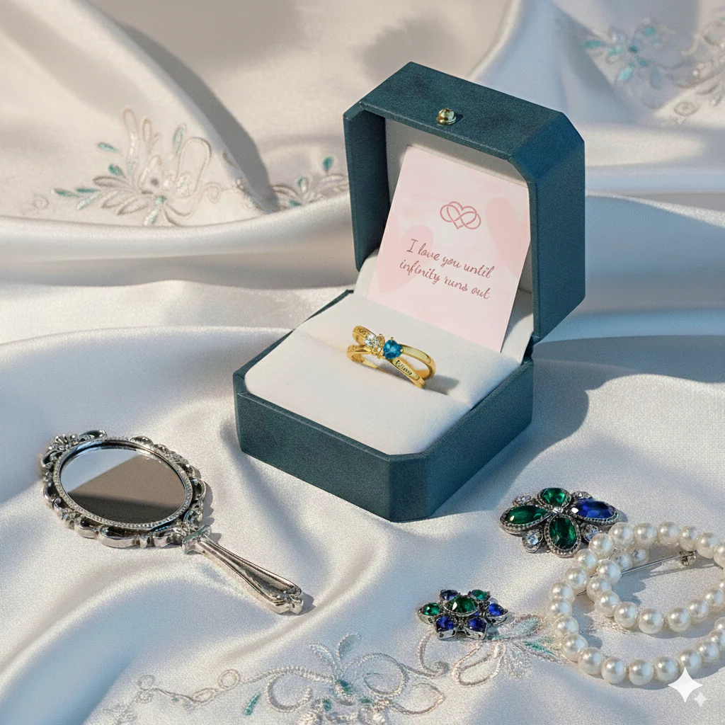 FOR LOVE - CUSTOM PROMISE TWO HEART BIRTHSTONE RING - Image 13