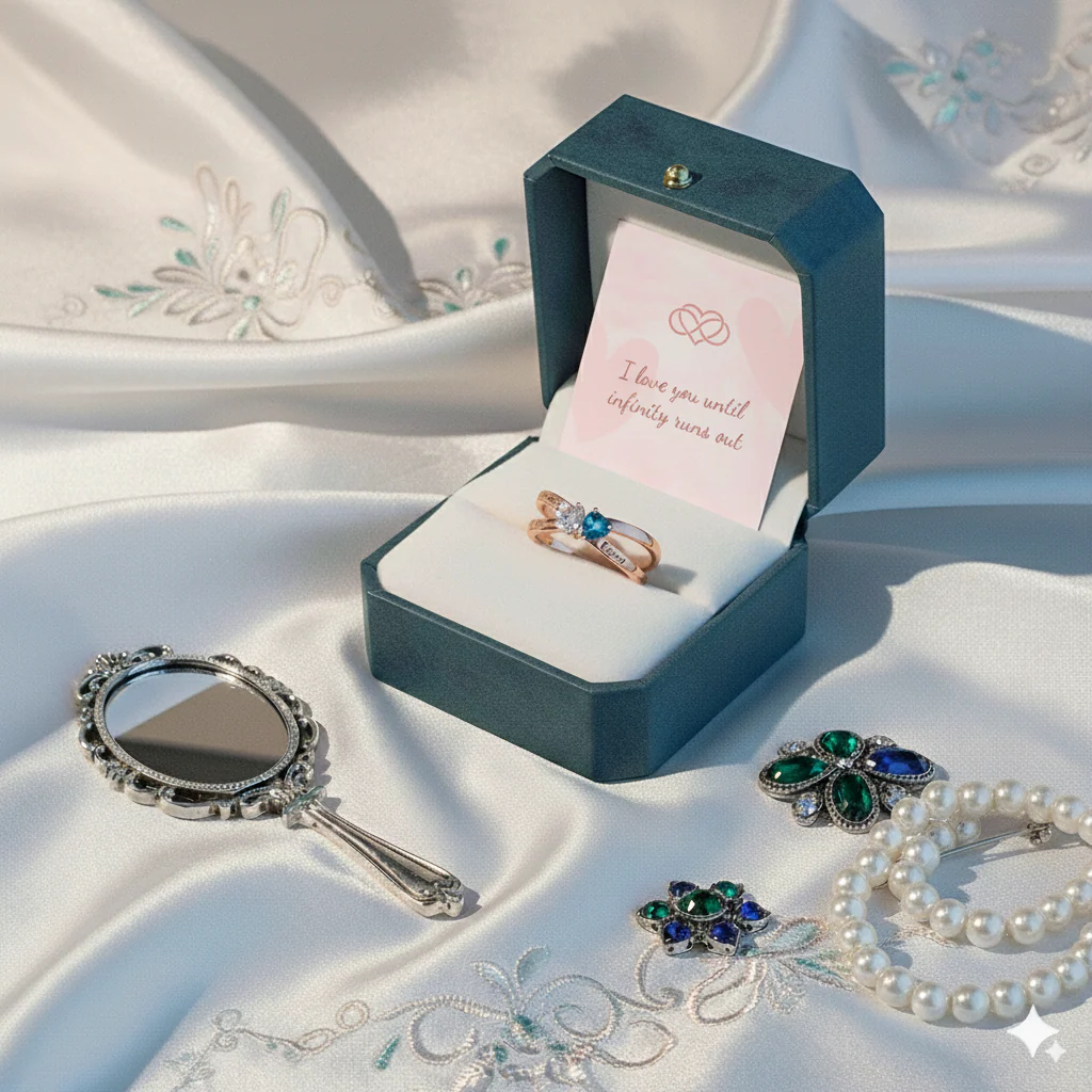 FOR LOVE - CUSTOM PROMISE TWO HEART BIRTHSTONE RING - Image 12