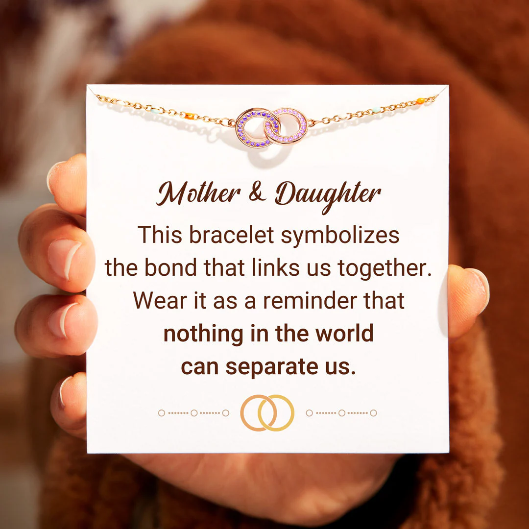 Mother & Daughter Dainty Chain Linking Circles Bracelet - Image 3