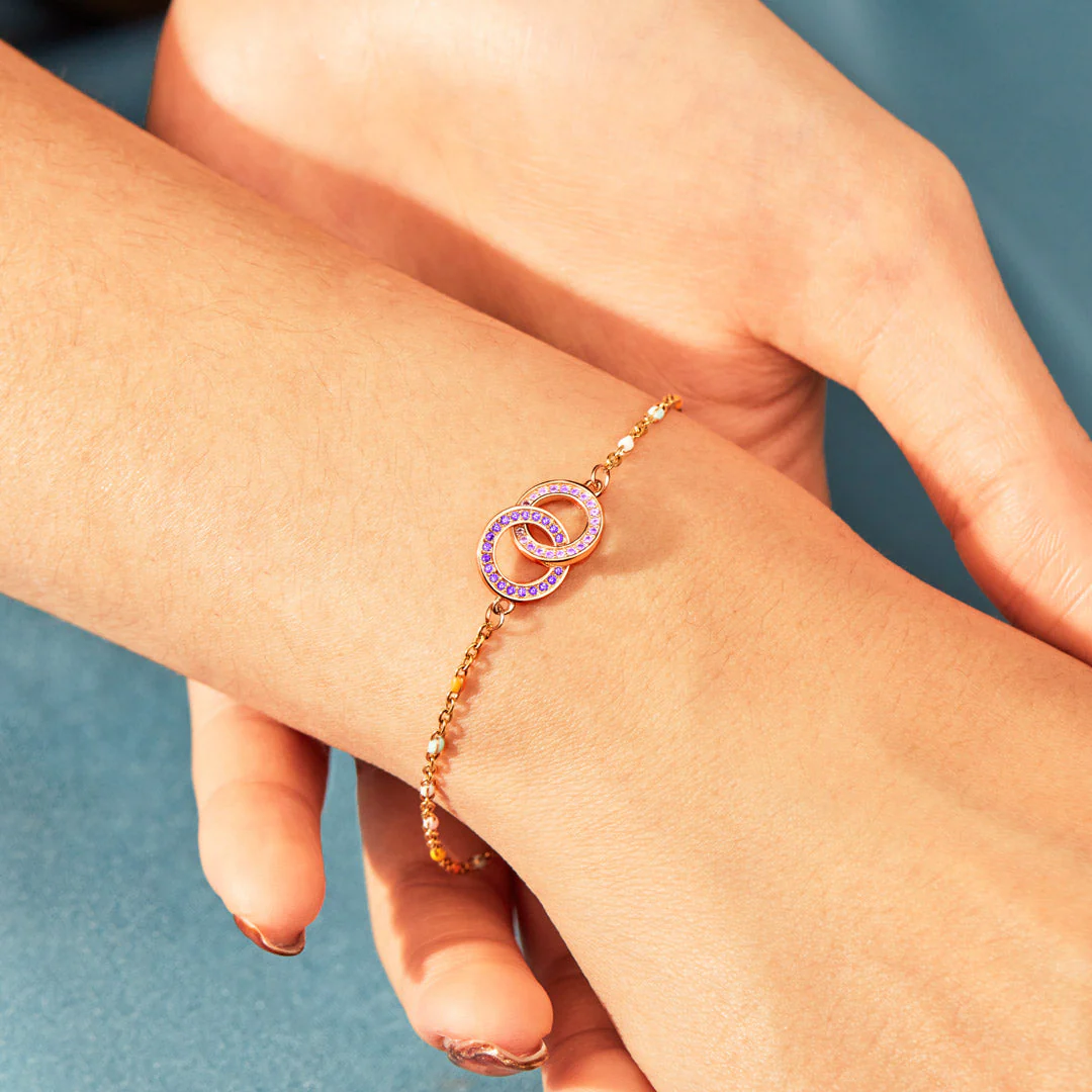Mother & Daughter Dainty Chain Linking Circles Bracelet - Image 4