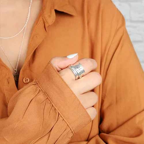 Dandelion Flower Spinner Silver Ring - Image 6