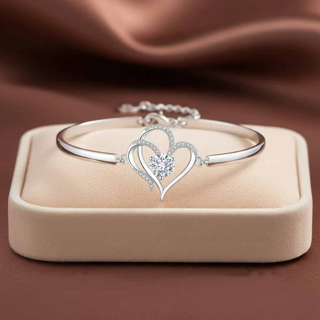 To My Daughter- We Are Connected By Heart Diamond Bracelet - Image 6