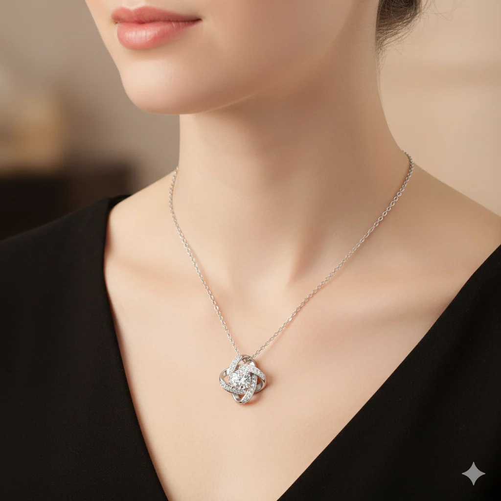 For My Granddaughter -I Am Always With You Diamond Knot Necklace - Image 7