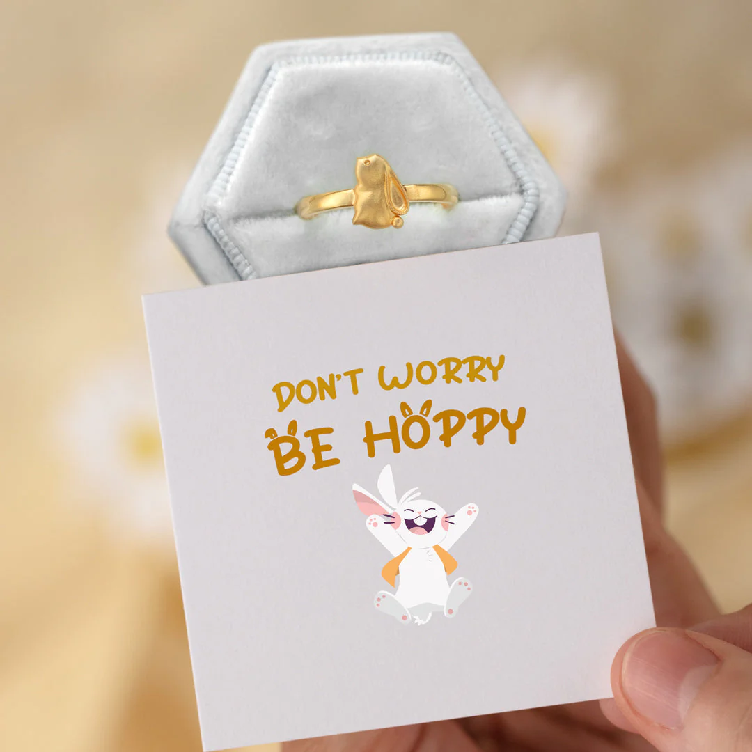 Don't Worry Be Hoppy Bunny Ring - Image 3